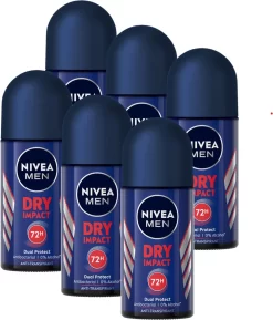 NIVEA MEN Dry Impact Deodorant Roller - 6 X 50 Ml - Voordeelverpakking
