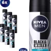 NIVEA MEN Invisible For Black & White Fresh - 6 X 150ml - Voordeelverpakking - Deodorant Spray