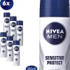 NIVEA MEN Sensitive Protect Deodorant Spray - 6 X 150 Ml - Voordeelverpakking