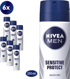 NIVEA MEN Sensitive Protect Deodorant Spray - 6 X 150 Ml - Voordeelverpakking