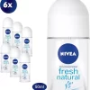 NIVEA Fresh Natural Deodorant Roller - Voordeelverpakking - 6 X 50 Ml
