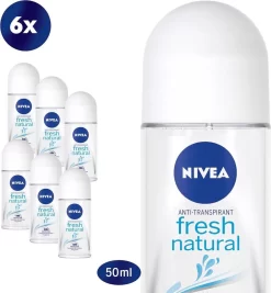 NIVEA Fresh Natural Deodorant Roller - Voordeelverpakking - 6 X 50 Ml