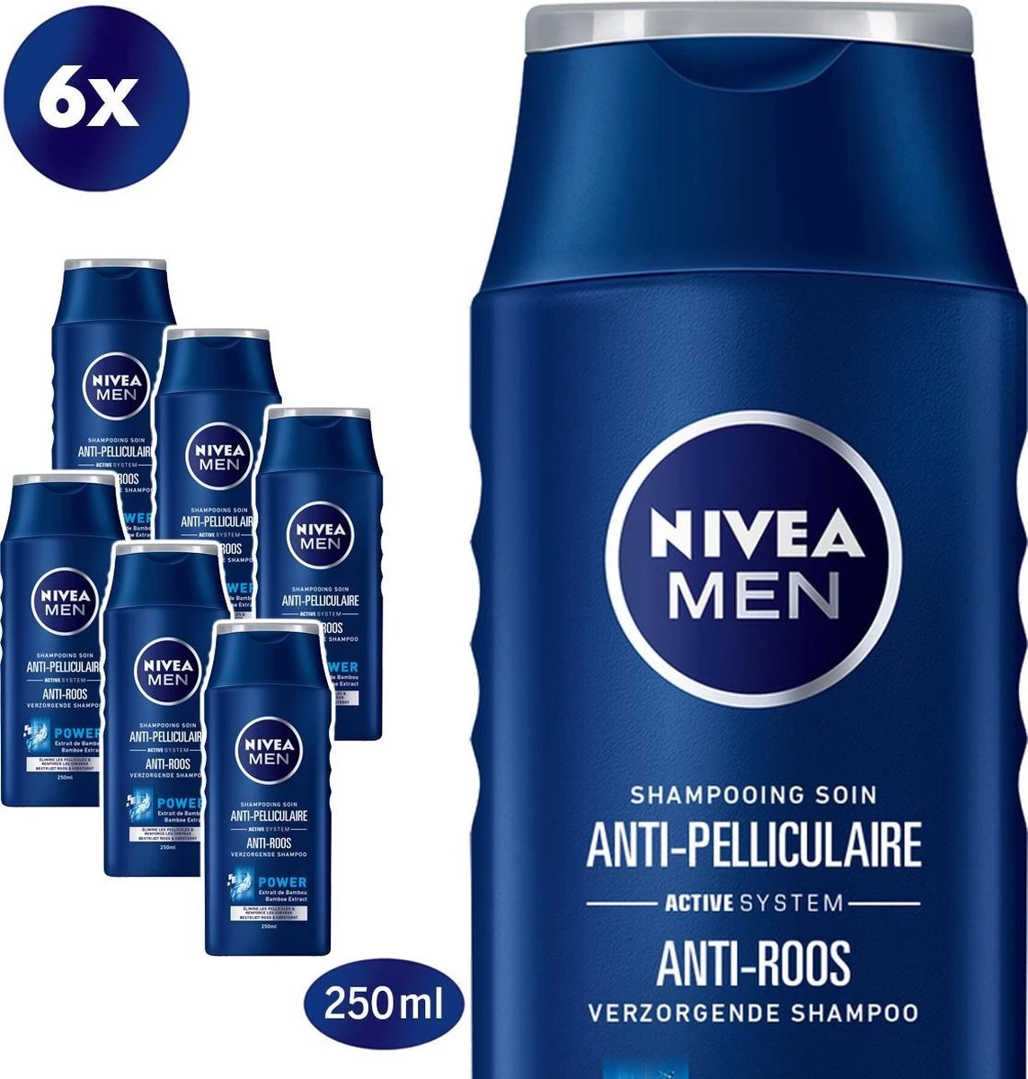 NIVEA MEN Anti-Roos Shampoo - 6 X 250 Ml - Voordeelverpakking 1 NIVEA MEN Anti-Roos Shampoo - 6 X 250 Ml - Voordeelverpakking