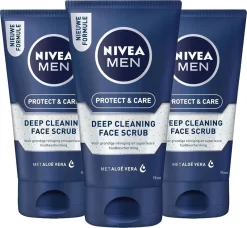 NIVEA MEN Protect & Care Reinigingsscrub - 3 X 75 Ml - Voordeelverpakking