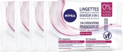 Nivea 3 In 1 Verzachtende Reinigingsdoekjes - Droge En Gevoelige Huid - Zonder Alcohol - 4 X 40 Stuks
