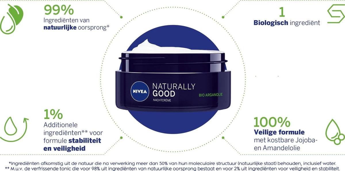 NIVEA Naturally Good Nachtcrème - 50 Ml - Met Bio Arganolie 7 NIVEA Naturally Good Nachtcrème - 50 Ml - Met Bio Arganolie - Afbeelding 7