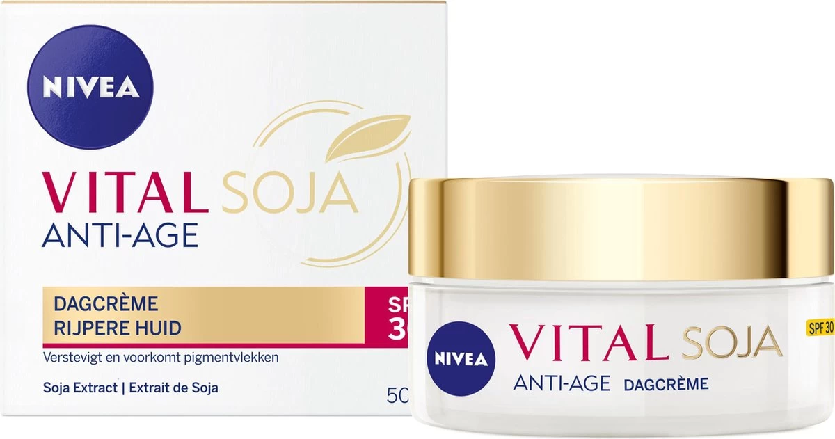 NIVEA VITAL Soja Anti-Age Beschermende SPF30 - 50 Ml - Dagcrème 2 NIVEA VITAL Soja Anti-Age Beschermende SPF30 - 50 Ml - Dagcrème - Afbeelding 2