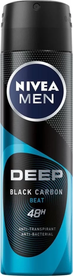 NIVEA MEN Deep Black Carbon Beat Spray - Ant-transpirant - Voordeelverpakking 6 X 150 ML 10 NIVEA MEN Deep Black Carbon Beat Spray - Ant-transpirant - Voordeelverpakking 6 X 150 ML -Nivea Winkel 321x1200