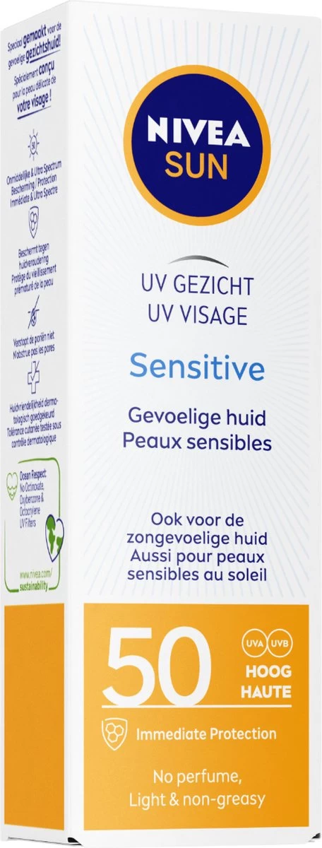NIVEA SUN Gezicht Sensitive Zonnecrème Gezicht SPF 50 - Gevoelige Huid - 50 Ml 2 NIVEA SUN Gezicht Sensitive Zonnecrème Gezicht SPF 50 - Gevoelige Huid - 50 Ml - Afbeelding 2