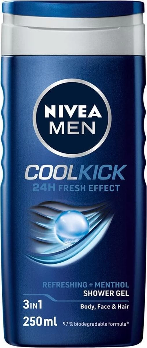 NIVEA MEN Cool Kick Shower Gel - 6 X 250 ML - Voordeelverpakking - Douchegel 2 NIVEA MEN Cool Kick Shower Gel - 6 X 250 ML - Voordeelverpakking - Douchegel - Afbeelding 2