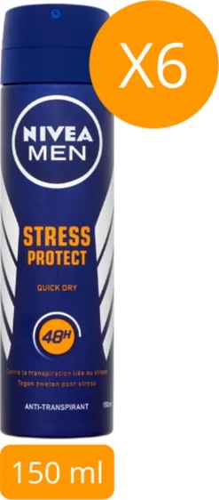 NIVEA MEN Stress Protect - 6 X 150 Ml - Deodorant Spray - Voordeelverpakking