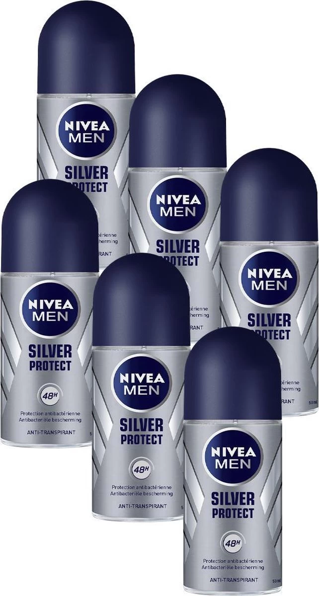 NIVEA MEN Silver Protect Dynamic Power - 6 X 50 Ml - Voordeelverpakking - Deodorant Roller 2 NIVEA MEN Silver Protect Dynamic Power - 6 X 50 Ml - Voordeelverpakking - Deodorant Roller - Afbeelding 2