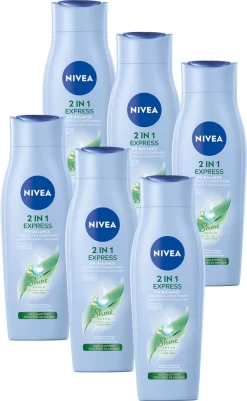 NIVEA 2-in-1 Care Express Shampoo & Conditioner - 6 X 250 Ml - Voordeelverpakking