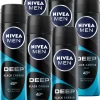 NIVEA MEN Deep Black Carbon Beat Spray - Ant-transpirant - Voordeelverpakking 6 X 150 ML