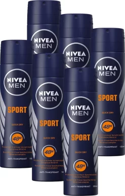 NIVEA MEN Sport - 6 X 150 Ml - Voordeelverpakking - Deodorant Spray