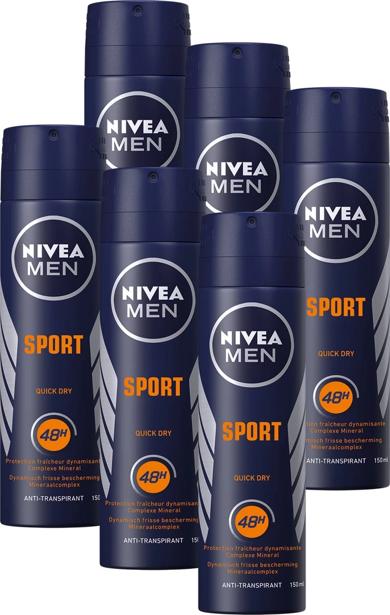NIVEA MEN Sport - 6 X 150 Ml - Voordeelverpakking - Deodorant Spray 1 NIVEA MEN Sport - 6 X 150 Ml - Voordeelverpakking - Deodorant Spray