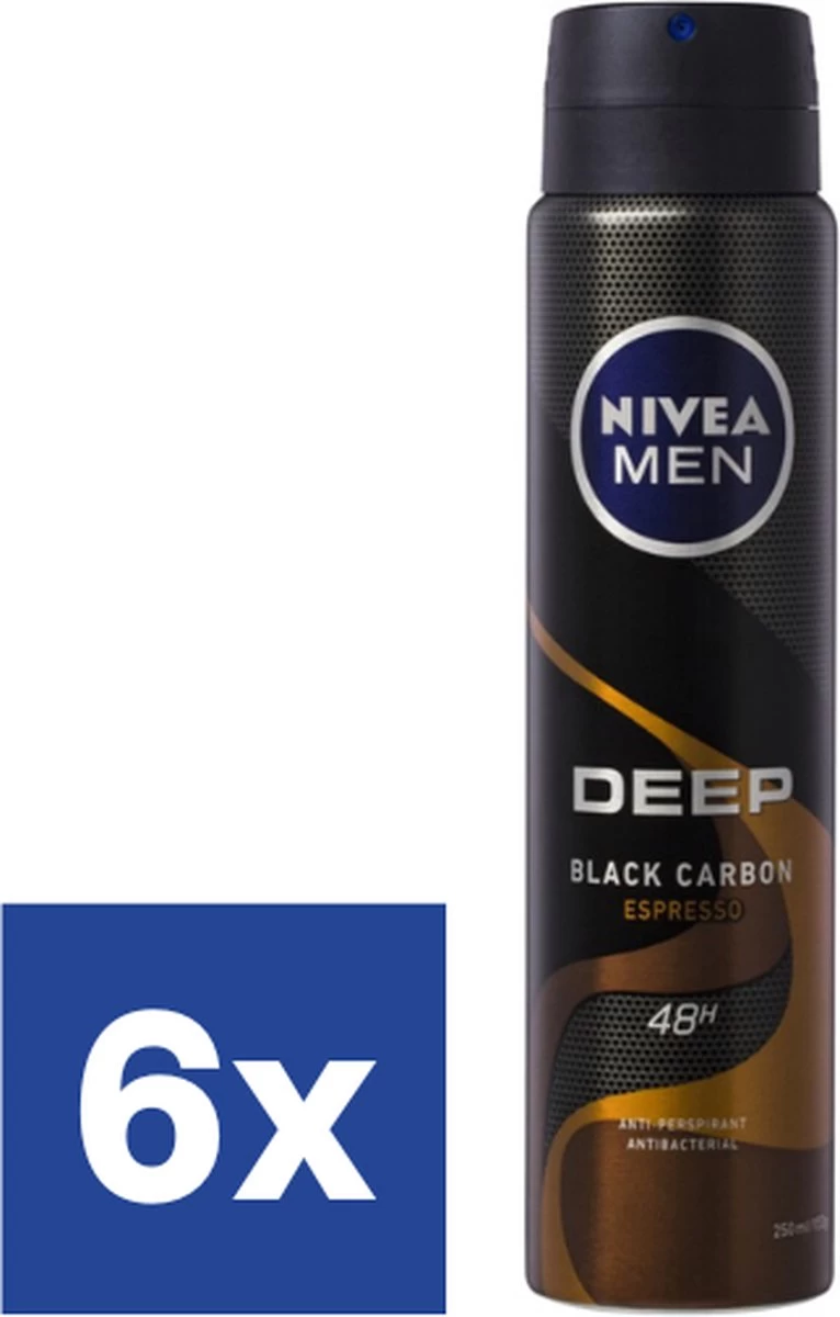 NIVEA MEN Deep Espresso Deodorant Spray - 6 X 150ml - Anti-Transpirant Spray - Voordeelverpakking 1 NIVEA MEN Deep Espresso Deodorant Spray - 6 X 150ml - Anti-Transpirant Spray - Voordeelverpakking
