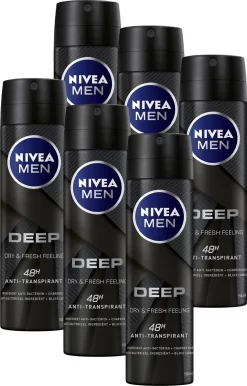 NIVEA MEN Deep Deodorant Spray - 6 X 150 Ml - Voordeelverpakking