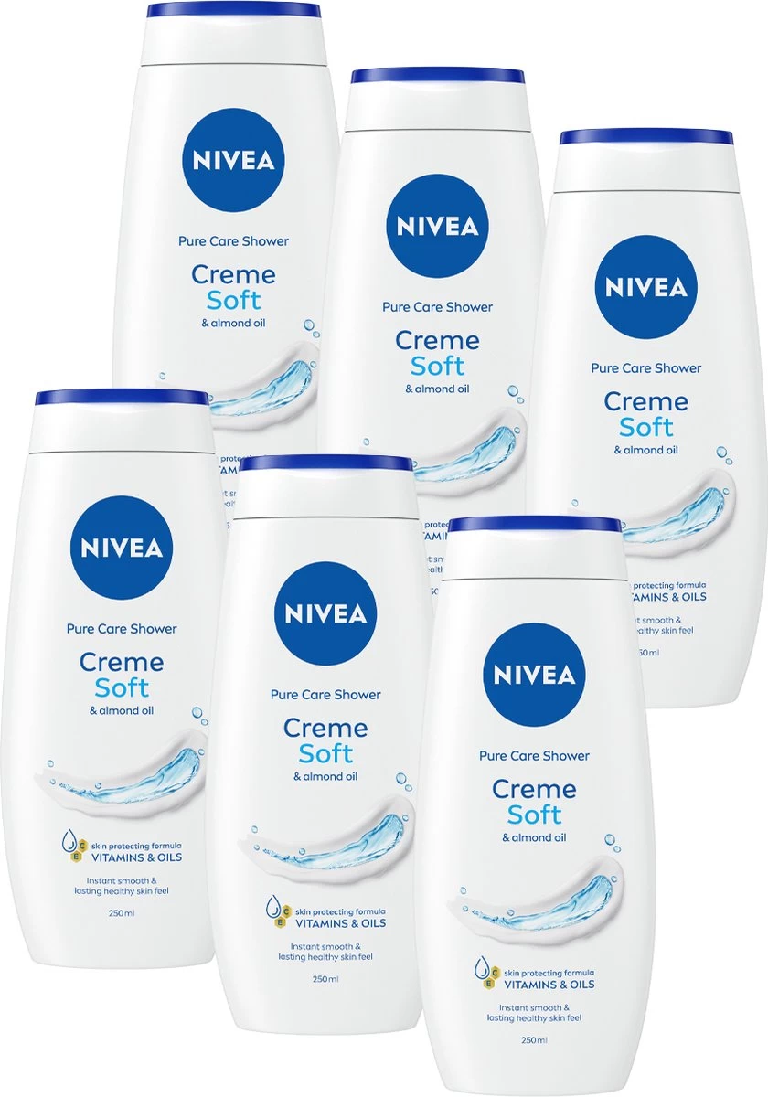 NIVEA Crème Soft - 6 X 250 Ml - Voordeelverpakking - Douchecrème 1 NIVEA Crème Soft - 6 X 250 Ml - Voordeelverpakking - Douchecrème