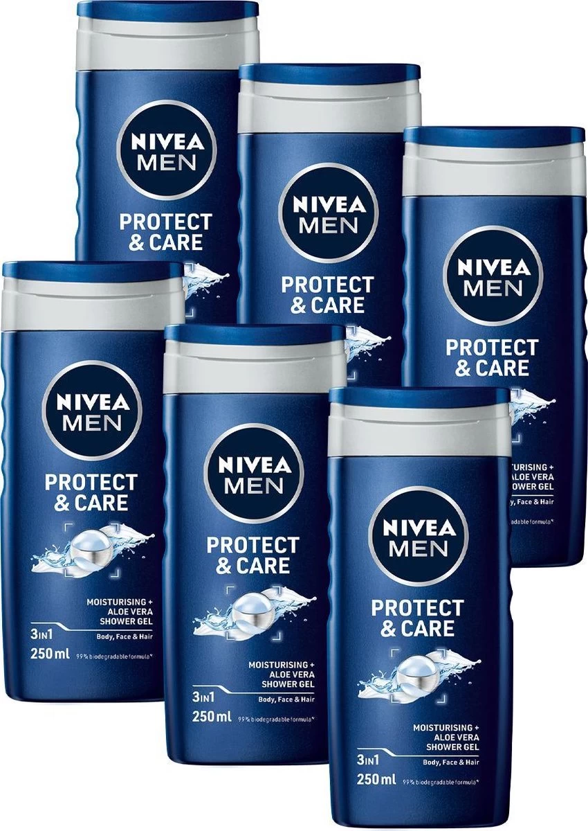 NIVEA MEN Protect & Care - 6 X 250 Ml - Voordeelverpakking - Douchegel