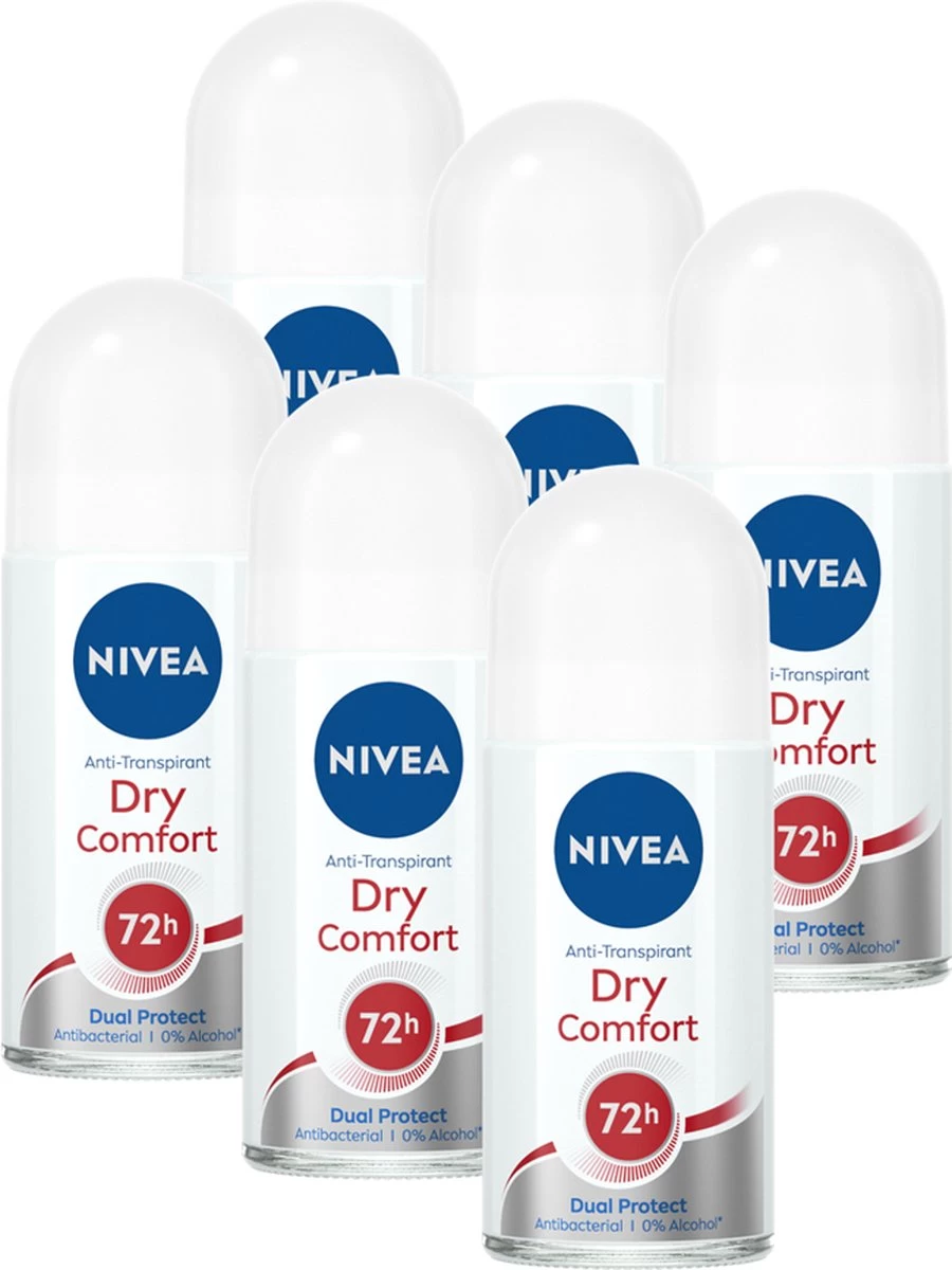 NIVEA Dry Comfort Deodorant Roller - 6 X 50 Ml - Voordeelverpakking 1 NIVEA Dry Comfort Deodorant Roller - 6 X 50 Ml - Voordeelverpakking
