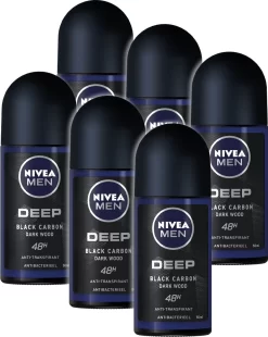 NIVEA MEN Deep - 6 X 50ml - Voordeelverpakking - Deodorant Roller